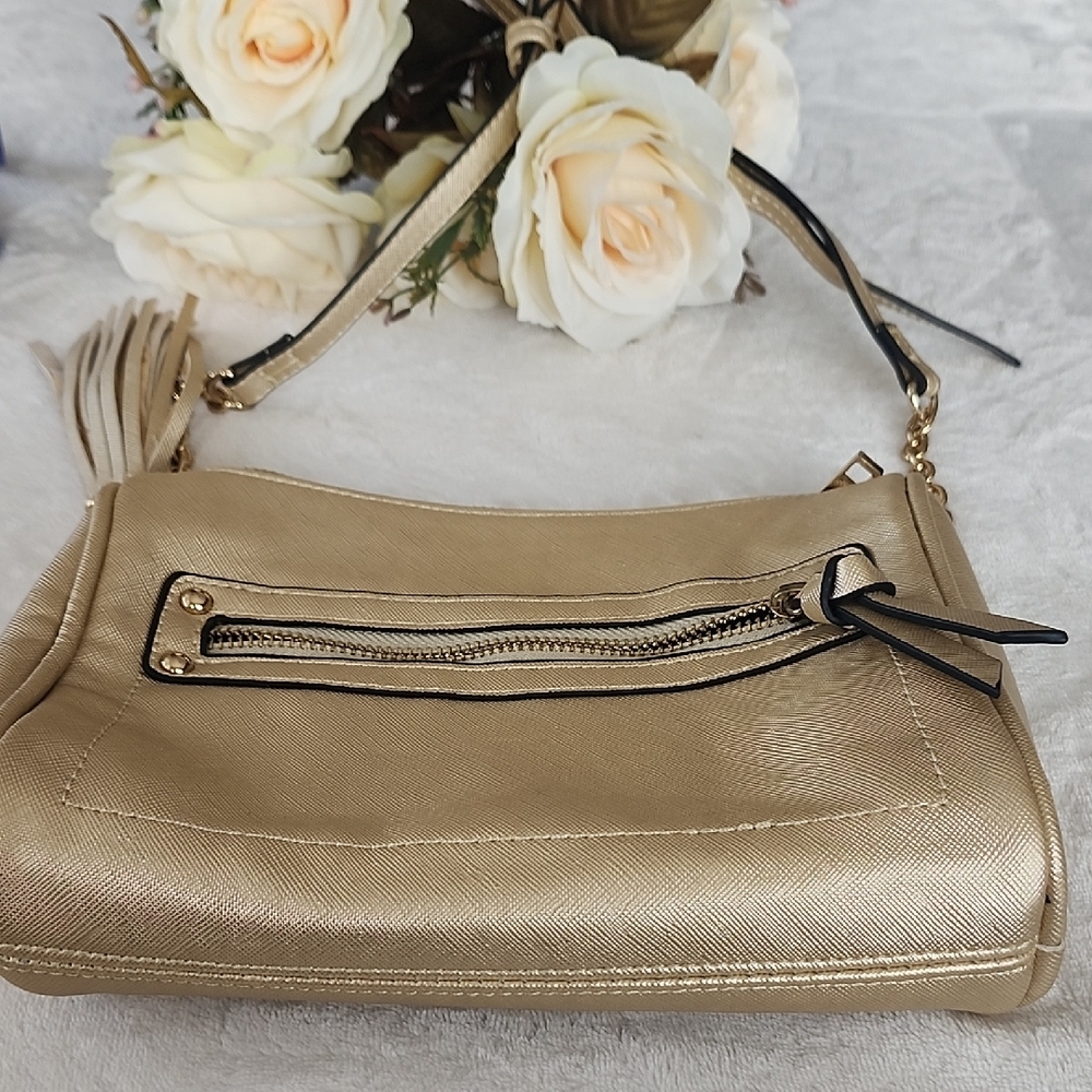 Attention Gold Colored Shoulder Purse